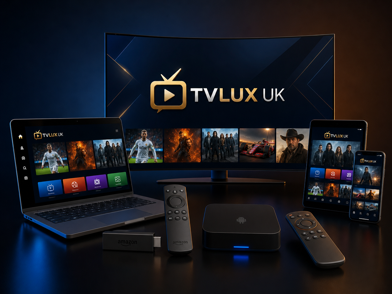 TVLUX UK works on smartphone, laptop, tablet and smart TV